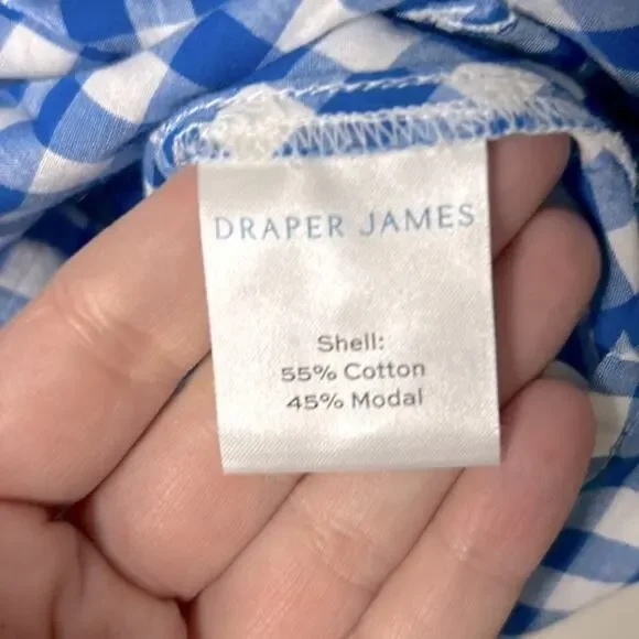 NWT Draper James blue gingham sleeveless ruffle detail button down blouse top - Picture 10 of 13